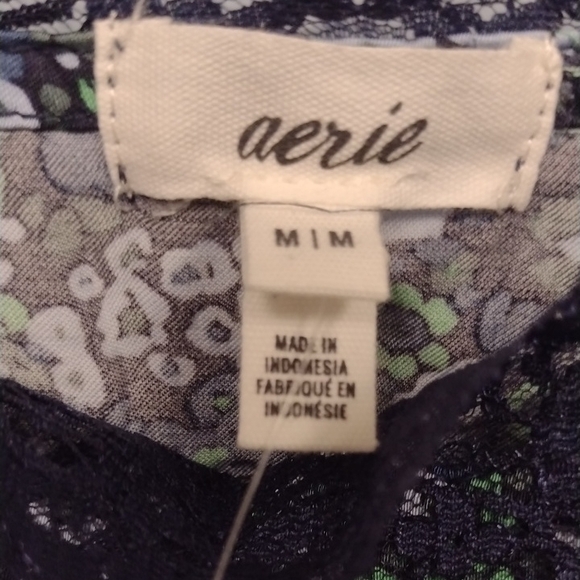 Aerie Blue and Green Floral Lace BabyDoll - Picture 2 of 12